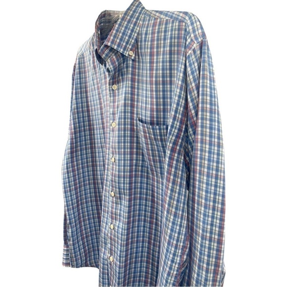 Peter Millar Men’s Plaid Button Down Shirt Cotton & Silk Blue Pink Size Large - Picture 4 of 9